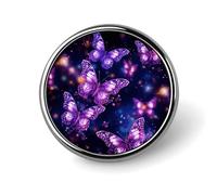 Purple Cute Butterfly Print Button Pin,Design Your Own Personalized Pin Back Button Badges Exquisite Round Badge Travel Brooch Metal Decorative Pins for Hat Clothes Backpack