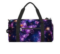 Purple Cute Butterfly Print Gym Bag Sport Gym Tote Bag Lightweight Duffle Bag Carry On Weekender Bags for Women Men, white, One Size