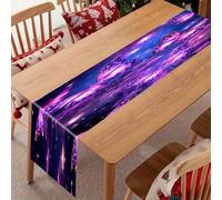Purple Cute Butterfly Print Linen Table Runner-70.87*12.99 Inch,This Decorative Table Runner is Wrinkle Resistant Table Mat. Embroidered Table Runners As Kitchen Dining and Coffee Tables.