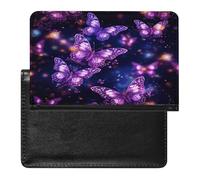 Purple Cute Butterfly Print Passport Holder for Travel PU Leather Passport Book Card Holder Case Cute Passport Wallet Ultra Slim Passport Cover Passport Protector Case for Women Men