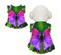 purple cute butterfly Print Pet Breathable Sleeveless Skirt XS