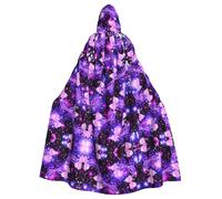 Purple Cute Butterfly Print Printed Hooded Cloak Robe Cloak Witch Vampires Grim Reaper Devil For Boy Girl Cosplay Costume