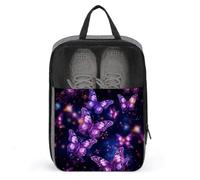 Purple Cute Butterfly Print Shoe Bag Travel Shoe Organizer Water-Resistant Shoe Pouch with Zipper Sneaker Dust Bag, gray, One Size, Modern