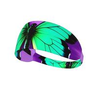 Purple Cute Butterfly Print Sports Headband For Men Women Tennis Sweat Band For Workout Sports Headbands Elastic For Running