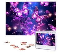 Purple cute butterfly Puzzles 1000 Pieces Personalized Jigsaw Puzzles Photos Puzzle for Adults Challenging Picture Puzzle with storage bag Puzzles for Men Women Home Decor (10.2" x 15")