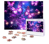 Purple cute butterfly Puzzles 500 Pieces Personalized Jigsaw Puzzles with storage bag Photos Puzzle for Adults Challenging Picture Puzzle for Men Women Home Decor (52x38 CM)