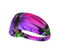 Purple Cute Butterfly Sports Headband For Men Women Tennis Sweat Band For Workout Sports Headbands Elastic For Running