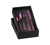 Purple Cutlery Set for 4 People, BUYER STAR 16 Piece Stainless Steel Flatware Set, Shell Shape Pattern Tableware Silverware Set with Spoon Knife and Fork Set, Dishwasher Safe & Mirror Polished