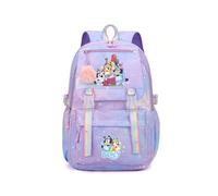 (Purple D style) Bluey New Rainbow Backpack For Elementary And Middle School Students, Large Capacity Fashionable Casual Backpack Gift