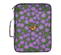 Purple Daisy Butterfly Garden Folders with Pockets Includes Zip Pocket 3 Ringing Zipper Binder Organizer with Zipper Closure for Office Supplies