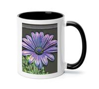 Purple Daisy Ceramic Coffee Mug with Handle 11 Ounces, Porcelain Mug Coffee Cup Tea Mug Water Cup Ideal for Coffee,Tea,Latte,Cappuccino,Microwave & Dishwasher Safe Unique Gift Cup