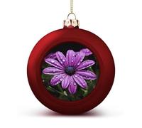 Purple Daisy Christmas Ball Ornament - 2.4 Inch Shatterproof Plastic Xmas Tree Decorations, Red Christmas Tree Decor Hanging Ball for Holiday Wedding Party Decor