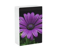 Purple Daisy Cigarette Case, Plastic Waterproof Shockproof, Airtight Push Open Cigarette Box, Capacity King Size Cigarette Holder, Portable Cigarette Container for Outdoor Travel Camping Office