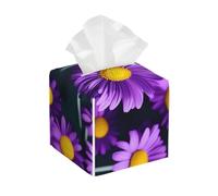 Purple Daisy Flower Print Leather Tissue Box Cover â€“ Elegant Bathroom, Living Room, Table, Desk, Office, Car Organizer Holder
