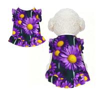 Purple Daisy Flower Print Pet Breathable T-Shirt Skirt M