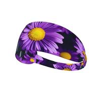 Purple Daisy Flower Sports Headband For Men Women Tennis Sweat Band For Workout Sports Headbands Elastic For Running