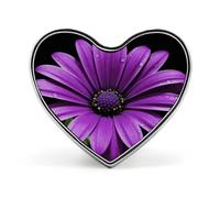 Purple Daisy Heart Shape Lapel Pin Personalized Pinback Button Badges Retro Punk Button Pin Kawaii Heart Badges for Men Women Clothes Bags Hats & Gift