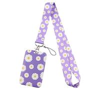 Purple Daisy Lanyard for Keys with ID Badge Holder All-Purpose Style Lanyard for Keys ID Card