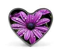 Purple Daisy Lapel Pin Fashion Brooch Pin Cute Button Badges Round Button Pins Enamel Pins Metal Pins back for Hat Shirt Clothing Bags Decoration