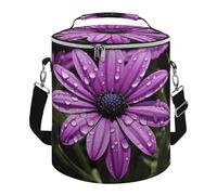 Purple Daisy Lunch Bag, 15L Portable Leakproof Picnic Basket with Shoulder Strap, Insulated Picnic Cooler Bag for Camping, Beach, Hiking & Groceries