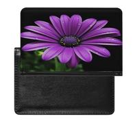 Purple Daisy Passport Holder Cover Leather Passport Wallet RFID Blocking Travel Wallet Documents Organizer Passport Protector Passport Cover for Men&Women