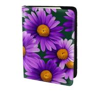 Purple Daisy Print 5.5in Passport Travel Document Wallet Case Stylish Secure Men Women For Travelers, Black, One Size