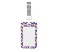 Purple Daisy Print Badge Holder, ID Badge Holder with Lanyard, Hard Plastic Vertical Name Tag ID Card Badges Holders