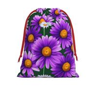 Purple Daisy Print Drawstring Gift Bags For Christmas,Holiday,Wedding,Birthday Gift Wrapping Bag S
