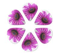 Purple Daisy Print Guitar Picks 6 Pack With Organizer Storage Bag 0.46 0.71 0.96mm Guitar Plectrums Guitars Accessories For Bass Electric Acoustic Guitars