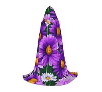 Purple Daisy Print Hooded Cape For Teenagers Unisex Cosplay And Themed Parties Halloween Costume
