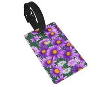 Purple Daisy Printed Small Luggage Tags Portable Bag ID Holders with Adjustable Strap for Travel Gear