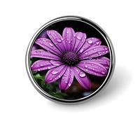 Purple Daisy Round Badge for Men Women Durable Stylish Lapel Pins Lightweight Metal Badges for Shirts Jackets Hats