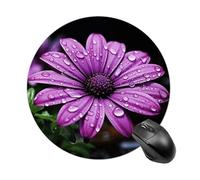 Purple Daisy Round Mouse Pad 7.8 Inch, Portable Gaming Mouse Mat with Non-Slip Rubber Base & Smooth Surface, Waterproof Mousepad for PC, Laptop, Computer, Office, Home