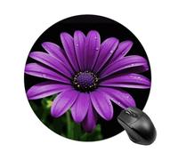 Purple Daisy Round Mouse Pad, Non-Slip Rubber Base Waterproof Washable, Computer Mouse Mat for Office Gaming Studying, Premium-Textured Durable Portable Circle Mousepad for Desktop PC Notebook
