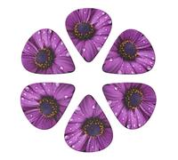 Purple Daisy1 Print Guitar Picks 6 Pack With Organizer Storage Bag 0.46 0.71 0.96mm Guitar Plectrums Guitars Accessories For Bass Electric Acoustic Guitars