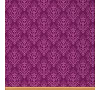 Purple Damask Fabric, Boho Floral Fabric by The Yard, Abstract Flower Blooming Leaves Upholstery Fabric, Mid Century Victorian Decorative Fabric, DIY Art Indoor Outdoor Fabric, 1 Yard