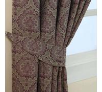 (Purple) Damask Jacquard Curtain Tie Back Pair