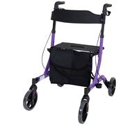 Purple Deluxe Ultra Lightweight Aluminium 4 Wheeled Rollator Foldable Walker