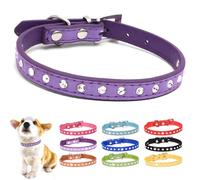Purple Diamond Dog Collar For Small Dogs Rhinestone Puppy Collar Girls Female Crystal Diamond Sparkling Glitter Bling Cat Collars For Kittens XXS XS Small Breed Pets, XXSmall