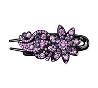 Purple Diamond-encrusted Duckbill Clip Hairpin Back of The Head Senior Large Retro Hairpin Rhinestone Headgear Fashion Crystal Hairpin Female Top Side Clip Suitable for Girls to Send Gifts