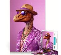 Purple Dino 1000 Pieces Jigsaws Adults Puzzles Gifts Boost Memory Mental Relax Premium Cut Warm Surprise (38x52cm)