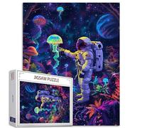 Purple Dinosaur Art Jigsaw Puzzle 1000 Pieces for Adults, Fantasy Abstract Astronaut Jigsaw Puzzles for Challenging Family Activity Games Colorful DIY Craft Puzzle for Home Decor Gift