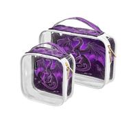 Purple Divine Dragon 2 Pack Clear Toiletry Hanging Bag TSA Approved Reusable Travel Makeup Bags Travel Essential Bolsa de almacenamiento