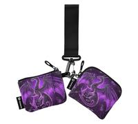 Purple Divine Dragon Women's Coin Pouches Card Holder Mini Fashion Key Chain Wallet Change Purse with Zipper Coin Pocket for Work Travel 2 Pcs tarjetas de crédito para