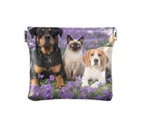 Purple Dog Lavender Fashion Women's Leather Coin Purses Pouches Unique Mini Coin Purse Pouches for Men Women Travel bolsas para monedas de Mujer