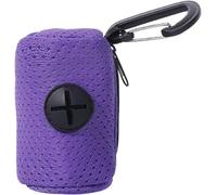 Purple Dog Poop Bag Holder Mesh Fabric Attachment Doggy Bag Holder with Zipper Pet Waste Bag Dispenser Poop Holder for Picking Up Poo After Your Dog for Walking and Hiking Pooper Scoopers and Bags