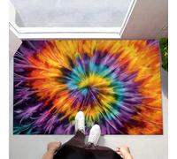 Purple Door Mats Indoor, 50x70 cm Non-slip Doormats,Soft Low Pile Tie-Dye Art Print Front Door Mat,Machine Washable Spiral Graffiti Entrance Rug,Floor Carpet for Kitchen Bedroom