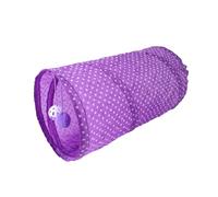Purple Dot Foldable Cat Tunnel - Interactive Play Tube Channel for Indoor Cats with Crinkle Paper and Peek Holes Enrichment Toy