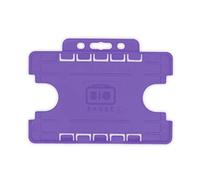 Purple Double-Sided ID Card Holders Open-Faced for ID, Landscape, 100 Pack
