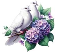 Purple Dove Bird Floral Vinyl Decals, Bird Stickers for Tile, Phone, Wall